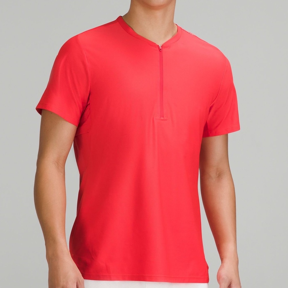 Lululemon Vented Tennis Short Sleeve Shirt Red Quarter Zip Mens Large L